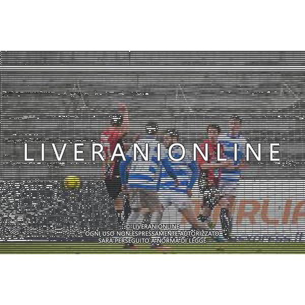 Fabio Fagiolini/LM - Lucchese vs Pro Patria - Italian football Serie C match 2020/2021 17 February 2021 - lucca, Italy Photo showing: Tomi Petrovic (Lucchese) shots on goal and realizes the goal @LM/Fabio Fagiolini/AGENZIA ALDO LIVERANI SAS