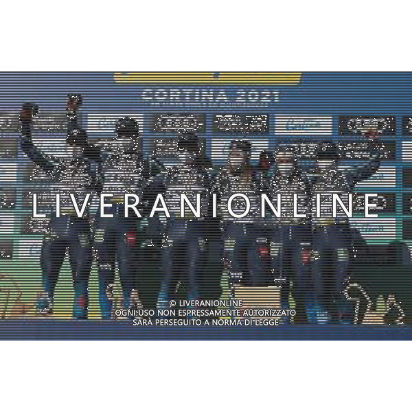 Sergio Bisi/LM - 2021 FIS Alpine World SKI Championships - Alpine Team Parallel - alpine ski race 17 February 2021 - Rumerlo, cortina d\';ampezzo (bl), Italy Photo showing: Sweden Silver Medal @LM/Sergio Bisi AG ALDO LIVERANI SAS