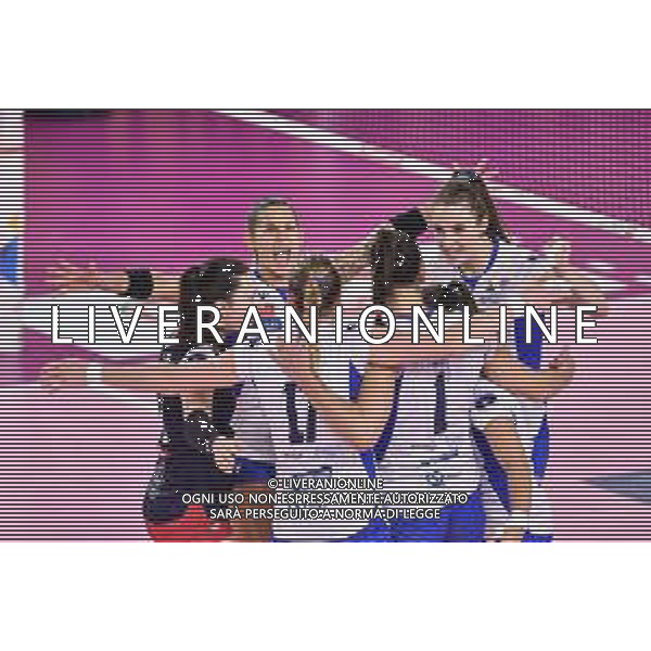 Lisa Guglielmi/LM - Savino Del Bene Scandicci vs Zanetti Bergamo - Volleyball Italian Serie A1 Women match 2020/2021 17 February 2021 - PalaRialdoli, scandicci, Italy Photo showing: Happiness of Zanetti Bergamo players @LM/Lisa Guglielmi/AGENZIA ALDO LIVERANI SAS