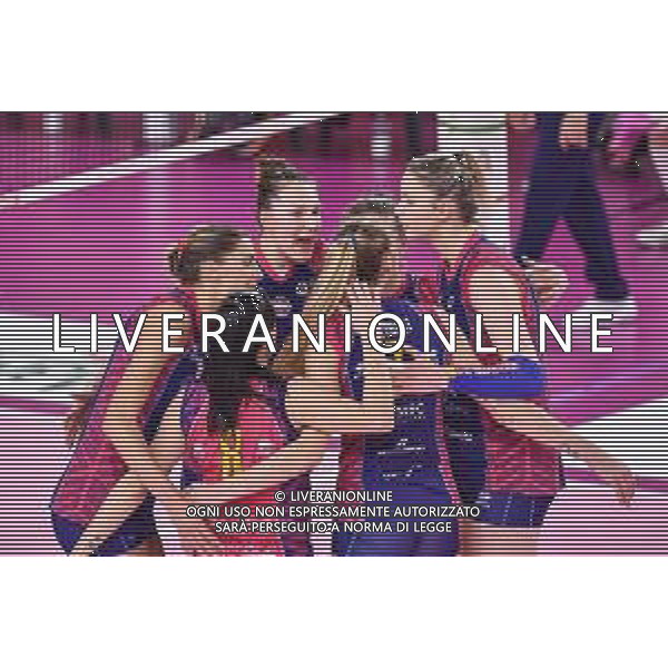 Lisa Guglielmi/LM - Savino Del Bene Scandicci vs Zanetti Bergamo - Volleyball Italian Serie A1 Women match 2020/2021 17 February 2021 - PalaRialdoli, scandicci, Italy Photo showing: Happiness of Savino Del Bene Scandicci players @LM/Lisa Guglielmi/AGENZIA ALDO LIVERANI SAS