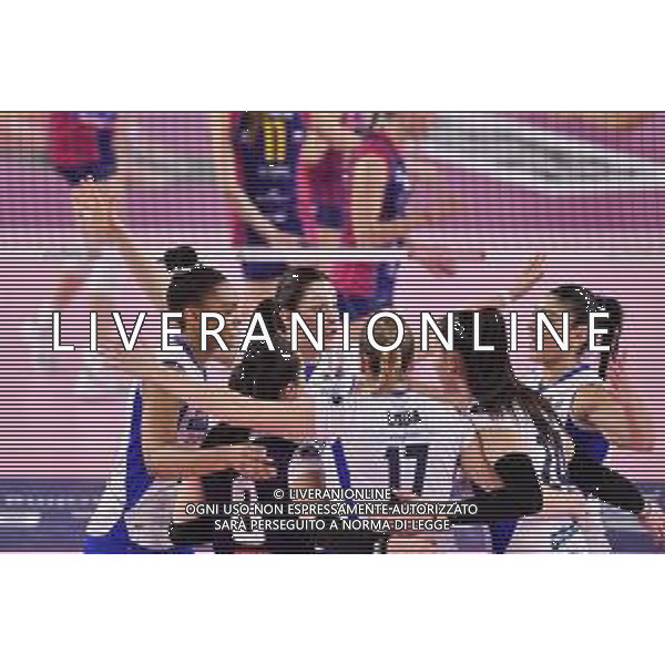 Lisa Guglielmi/LM - Savino Del Bene Scandicci vs Zanetti Bergamo - Volleyball Italian Serie A1 Women match 2020/2021 17 February 2021 - PalaRialdoli, scandicci, Italy Photo showing: Happiness of Zanetti Bergamo players @LM/Lisa Guglielmi/AGENZIA ALDO LIVERANI SAS