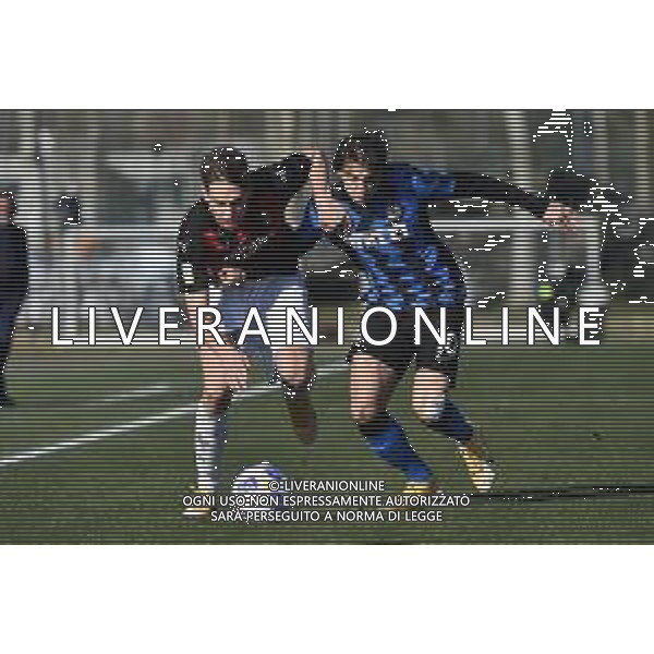 © TVRG Giacomo Olzer (Milan) SX e Gaetano Pio Oristanio (Inter) DX Milan vs Inter Campionato Primavera 1 TIM - 10a giornata Milano 17-02-2021 centro sportivo Peppino Vismara foto Roberto Garavaglia/ag. Aldo Liverani sas