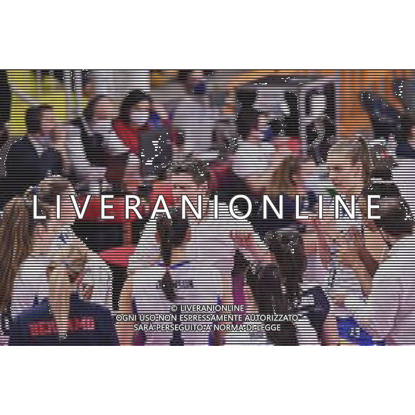 Lisa Guglielmi/LM - Savino Del Bene Scandicci vs Zanetti Bergamo - Volleyball Italian Serie A1 Women match 2020/2021 17 February 2021 - PalaRialdoli, scandicci, Italy Photo showing: Time-out Zanetti Bergamo @LM/Lisa Guglielmi AG ALDO LIVERANI SAS