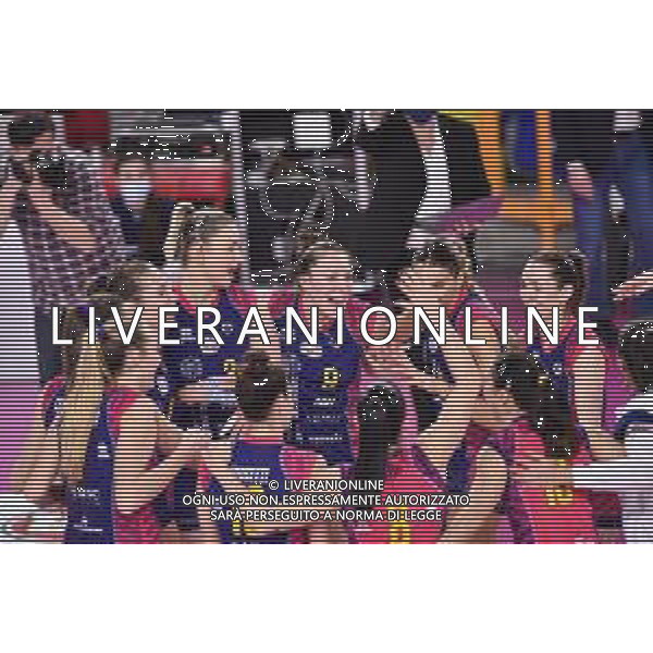 Lisa Guglielmi/LM - Savino Del Bene Scandicci vs Zanetti Bergamo - Volleyball Italian Serie A1 Women match 2020/2021 17 February 2021 - PalaRialdoli, scandicci, Italy Photo showing: Savino Del Bene Scandicci players celebrate the victory @LM/Lisa Guglielmi AG ALDO LIVERANI SAS