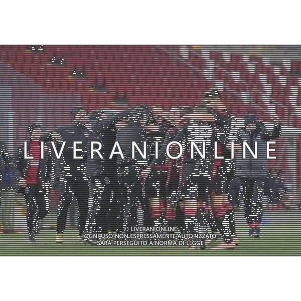 TRIESTINA - VIS PESARO CAMPIONATO CALCIO SERIE C LEGA PRO 17.02.2021 NELLA FOTO ESULTANZA DOPO IL GOL DI NICCOLO\' GUCCI - ABBRACCIO ©/AGENZIA ALDO LIVERANI SAS