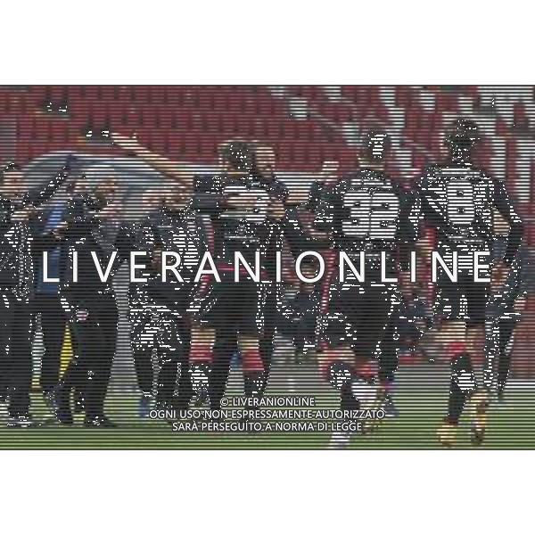 TRIESTINA - VIS PESARO CAMPIONATO CALCIO SERIE C LEGA PRO 17.02.2021 NELLA FOTO ESULTANZA DOPO IL GOL DI NICCOLO\' GUCCI - ABBRACCIO ©/AGENZIA ALDO LIVERANI SAS