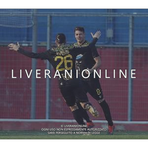 VIRTUS VERONA - RAVENNA CAMPIONATO CALCIO SERIE C LEGA PRO 17.02.2021 NELLA FOTO ESULTANZA DOPO IL GOL DI SERENI - SIMONE FRANCHINI E ESPOSITO GIANLUCA ©SANTANDREA/AGENZIA ALDO LIVERANI SAS