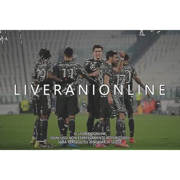 Torino 18.02.2021 Allianz Stadium Real Sociedad vs Manchester United Sedicesimi Andata Uefa Europa League 2020/2021 ©Viganti/Agenzia Aldo Liverani Nella foto: esultanza del manchester united dopo il gol di bruno fernandes del 0-2 ©Manuela Viganti/AGENZIA ALDO LIVERANI SAS