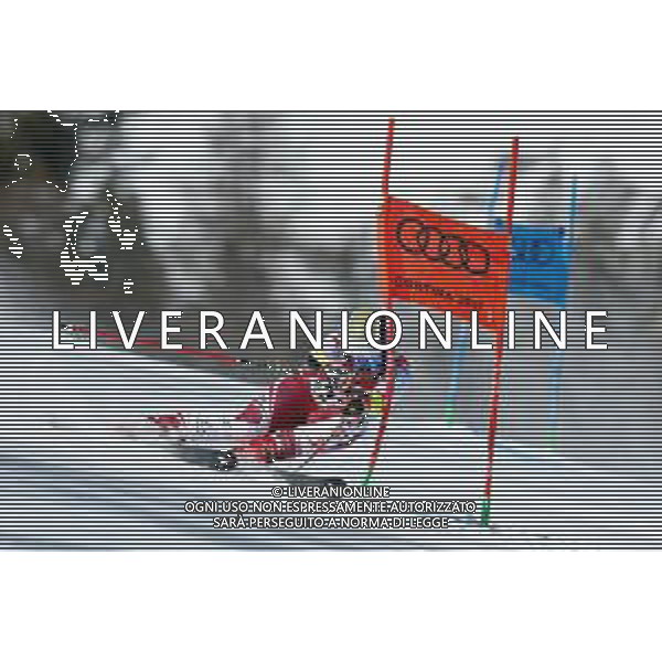 Francesco Scaccianoce/LM - 2021 FIS Alpine World SKI Championships - Giant Slalom - Men - alpine ski race 19 February 2021 - Labirinti, cortina (bl), Italy Photo showing: Manuel Feller (AUT) is out of the race after leaving the track in the first run @LM/Francesco Scaccianoce AG ALDO LIVERANI SAS