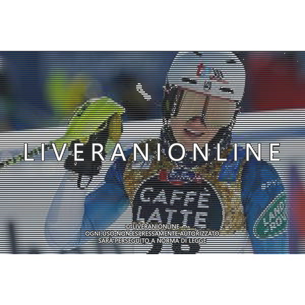 Francesco Scaccianoce/LM - 2021 FIS Alpine World SKI Championships - Slalom - Women - alpine ski race 20 February 2021 - Druscie, cortina (bl), Italy Photo showing: Nina O Brien (USA) celebrates after the finish line @LM/Francesco Scaccianoce AG ALDO LIVERANI SAS