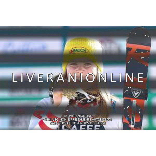 Luca Tedeschi/LM - 2021 FIS Alpine World SKI Championships - Slalom - Women - alpine ski race 20 February 2021 - Druscie, cortina (bl), Italy Photo showing: Katharina LIENSBERGER (AUT) gold medal @LM/Luca Tedeschi AG ALDO LIVERANI SAS