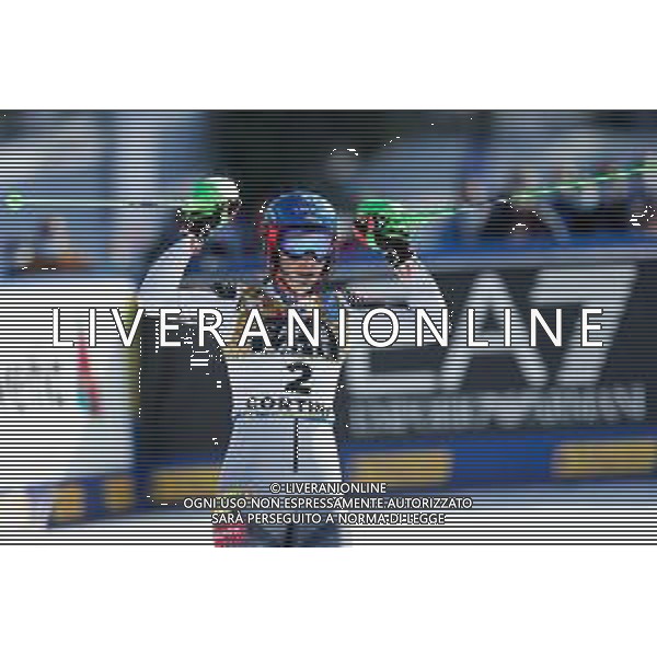 Francesco Scaccianoce/LM - 2021 FIS Alpine World SKI Championships - Slalom - Women - alpine ski race 20 February 2021 - Druscie, cortina (bl), Italy Photo showing: Petra Vlhova (SVK) celebrates after her 2nd position and silver medal @LM/Francesco Scaccianoce AG ALDO LIVERANI SAS