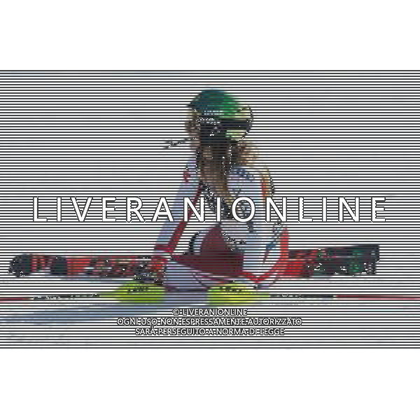Francesco Scaccianoce/LM - 2021 FIS Alpine World SKI Championships - Slalom - Women - alpine ski race 20 February 2021 - Druscie, cortina (bl), Italy Photo showing: Katharina Liensberger (AUT) celebrates after finishing in 1st position and wins the gold medal in Slalom @LM/Francesco Scaccianoce AG ALDO LIVERANI SAS