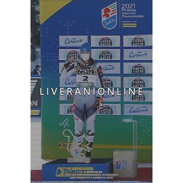 Francesco Scaccianoce/LM - 2021 FIS Alpine World SKI Championships - Slalom - Women - alpine ski race 20 February 2021 - Druscie, cortina (bl), Italy Photo showing: Petra Vlhova (SVK) on the podium @LM/Francesco Scaccianoce AG ALDO LIVERANI SAS