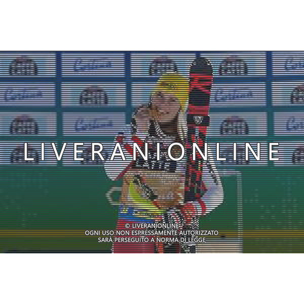 Francesco Scaccianoce/LM - 2021 FIS Alpine World SKI Championships - Slalom - Women - alpine ski race 20 February 2021 - Druscie, cortina (bl), Italy Photo showing: Katharina Liensberger (AUT) with her gold medal @LM/Francesco Scaccianoce AG ALDO LIVERANI SAS