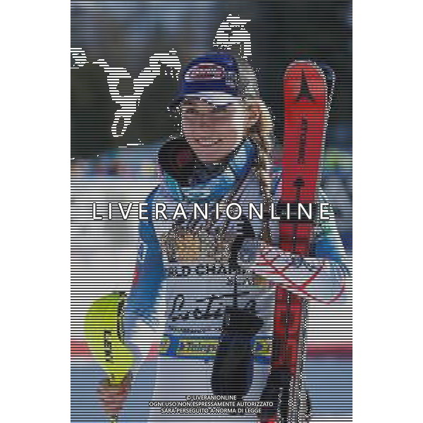 Francesco Scaccianoce/LM - 2021 FIS Alpine World SKI Championships - Slalom - Women - alpine ski race 20 February 2021 - Druscie, cortina (bl), Italy Photo showing: Mikaela Shiffrin (USA) showing her four medals in this World Championships @LM/Francesco Scaccianoce AG ALDO LIVERANI SAS
