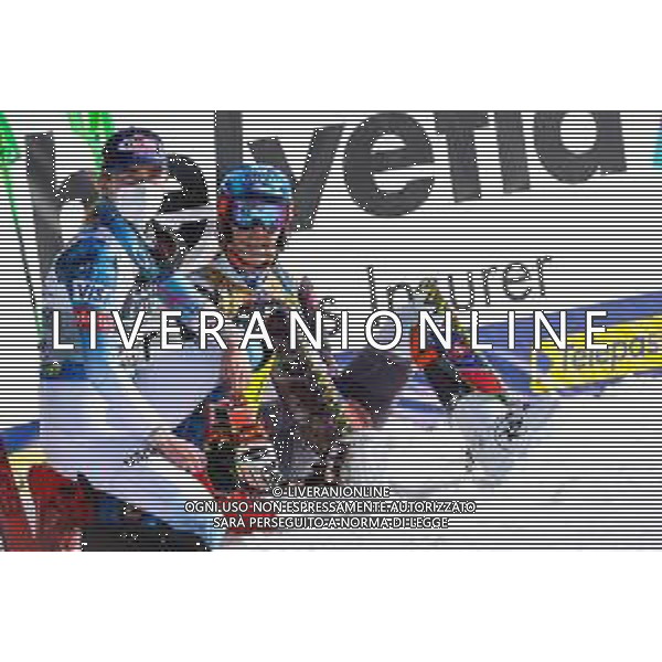 Sergio Bisi/LM - 2021 FIS Alpine World SKI Championships - Slalom - Women - alpine ski race 20 February 2021 - Druscie, cortina (bl), Italy Photo showing: SHIFFRIN Mikaela (USA) - VLHOVA Petra (SVK) @LM/Sergio Bisi AG ALDO LIVERANI SAS