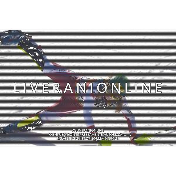 Franco Debernardi/LM - 2021 FIS Alpine World SKI Championships - Slalom - Women - alpine ski race 20 February 2021 - Druscie, cortina (bl), Italy Photo showing: Austrian Katharina Liensberger reacts after crosses the finish line for his Gold medal @LM/Franco Debernardi AG ALDO LIVERANI SAS