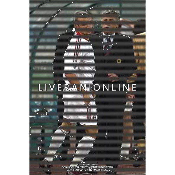 Roma 20/05/2003 Roma-Milan Semifinale di Coppa Italia Nella foto L\'allenatore Carlo Ancelotti con Andriy Shevchenko Ph Gianni Nucci/Aldo Liverani