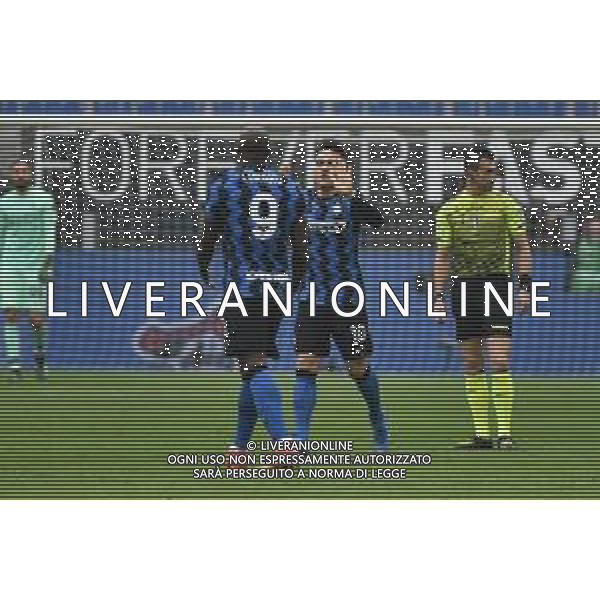 esultanza Inter dopo il gol dell\'1 a 0 Lautaro Martinez con Romelu Lukaku Milan vs Inter Campionato Serie A TIM - 23a giornata Milano 21-02-2021 Stadio Giuseppe Meazza - San Siro foto Roberto Garavaglia/ag. Aldo Liverani sas /AGENZIA ALDO LIVERANI SAS