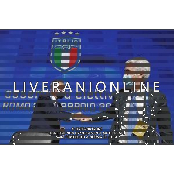 ROME, ITALY - FEBRUARY 22: (L-R) FIGC President Gabriele Gravina and Vice President Cosimo Sibilia attend the FIGC Elective Assembly at Cavalieri Waldorf Astoria Hotel on February 21, 2021 in Rome, Italy. (Photo by Marco Rosi/Getty Images)Ufficio Stampa Figc /Agenzia Aldo Liverani Sas