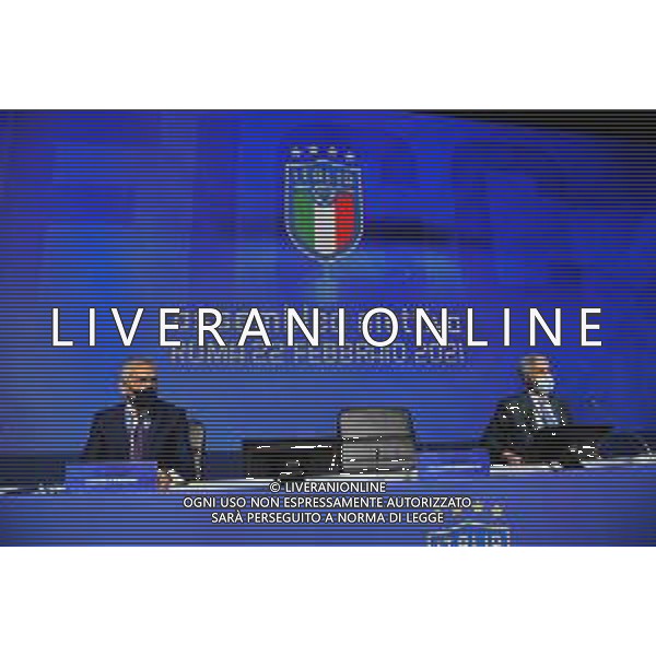 ROME, ITALY - FEBRUARY 22: (L-R) FIGC President Gabriele Gravina and Vice President Cosimo Sibilia attend the FIGC Elective Assembly at Cavalieri Waldorf Astoria Hotel on February 21, 2021 in Rome, Italy. (Photo by Marco Rosi/Getty Images) Ufficio Stampa Figc /Agenzia Aldo Liverani Sas