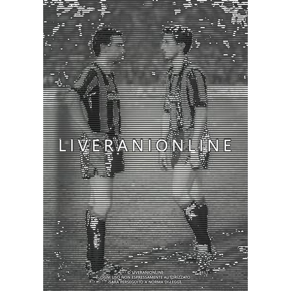 02-04-1986 MILANO SEMIFINALE DI ANDATA DI COPPA UEFA INTER REAL MADRID 3-1 NELLA FOTO GIUSEPPE BERGOMI E RICCARDO FERRI AG ALDO LIVERANI SAS