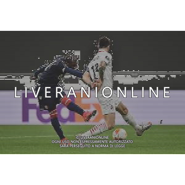 Ben Nabouhane (Stella Rossa) segna il gol dell\'1 a 1 Milan vs Stella Rossa UEFA Europa League sedicesimi di finale - gara di ritorno Milano 25-02-2021 Stadio Giuseppe Meazza - San Siro foto Roberto Garavaglia/ag.Aldo Liverani sas /AGENZIA ALDO LIVERANI SAS