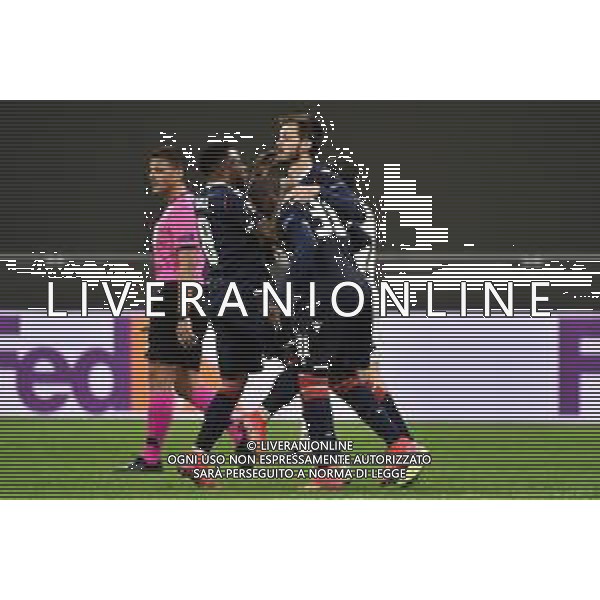 esultanza Stella Rossa dopo il gol dell\'1 a 1 Ben Nabouhane Milan vs Stella Rossa UEFA Europa League sedicesimi di finale - gara di ritorno Milano 25-02-2021 Stadio Giuseppe Meazza - San Siro foto Roberto Garavaglia/ag.Aldo Liverani sas /AGENZIA ALDO LIVERANI SAS