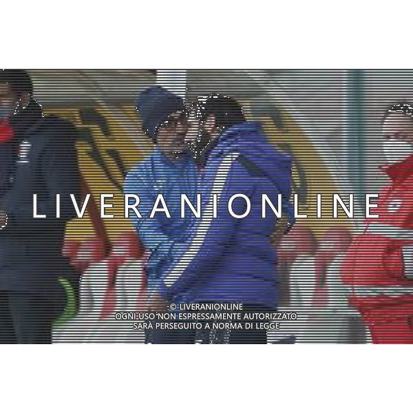 Cerquiglinio/LMedia - Perugia vs Sambenedettese - Italian football Serie C match 2020/2021 02 March 2021 - Renato Curi stadium, perugia, Italy Photo showing: montero paolo (coach sambenedettese) caserta fabio (allenatore perugia calcio) they say goodbye before the game @Cerquiglinio/LMedia AG ALDO LIVERANI SAS