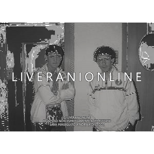 1987 APRILE MILANELLO RADUNO NAZIONALE DI CALCIO ITALIANA NELLA FOTO ROBERTO MANCINI E GIANFRANCO MATTEOLI AG ALDO LIVERANI SAS