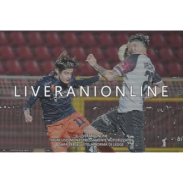 Fagiolinia/LMedia - Pontedera vs Pistoiese - Italian football Serie C match 2020/2021 03 March 2021 - Ettore Mannucci stadium, pontedera, Italy Photo showing: air duel between Francesco Vaccaro (Pontedera) and Edoardo Pierozzi (Pistoiese) @Fagiolinia/LMedia AG ALDO LIVERANI SAS