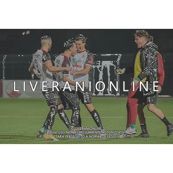Fagiolinia/LMedia - Pontedera vs Pistoiese - Italian football Serie C match 2020/2021 03 March 2021 - Ettore Mannucci stadium, pontedera, Italy Photo showing: exultation of the players of Pontedera after the goal of Lorenzo Milani (Pontedera) @Fagiolinia/LMedia AG ALDO LIVERANI SAS