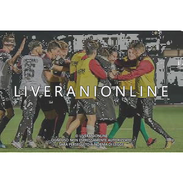 Fagiolinia/LMedia - Pontedera vs Pistoiese - Italian football Serie C match 2020/2021 03 March 2021 - Ettore Mannucci stadium, pontedera, Italy Photo showing: exultation of the players of Pontedera after the goal of Lorenzo Milani (Pontedera) @Fagiolinia/LMedia AG ALDO LIVERANI SAS