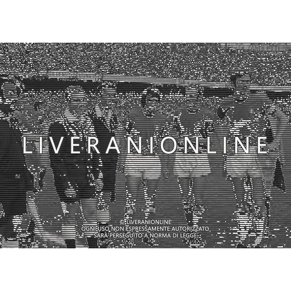 03-03-1973 GENOVA QUALIFICAZIONI MONDIALI DI CALCIO ITALIA LUSSEMBURGO 5-0 NELLA FOTO ARBITRO SEOUDI CON PIETRO ANASTASI-SANDRO MAZZOLA E GIACINTO FACCHETTI AG ALDO LIVERANI SAS 