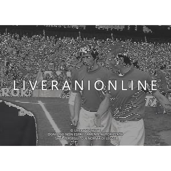 03-03-1973 GENOVA QUALIFICAZIONI MONDIALI DI CALCIO ITALIA LUSSEMBURGO 5-0 NELLA FOTO GIANNI RIVERA E ROMEO BENETTI AG ALDO LIVERANI SAS