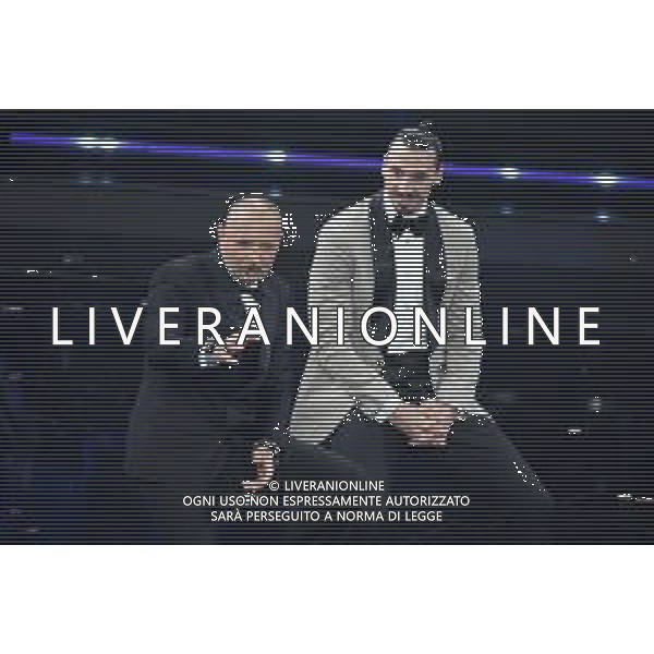 Sinisa Mihajlovic SX e Zlatan Ibrahimovic DX 71mo Festival della Canzone Italiana Sanremo 2021 - Terza Serata Teatro Ariston - Sanremo (IM) 04-03-2021 foto Roberto Garavaglia/ag. Aldo Liverani sas