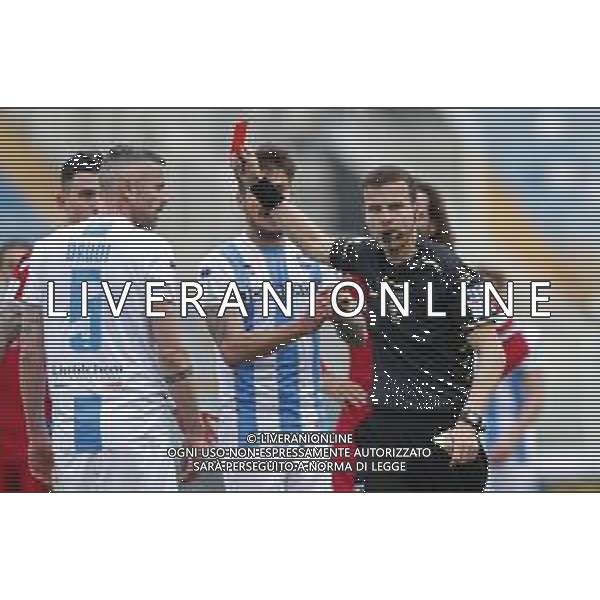 Pescara - Spal Campionato di Calcio Serie BKT 06/03/2020 nella foto: cartellino rosso per l\'espulsione di mirko drudi e arbitro la penna ©Claudio Zamagni/Agenzia Aldo Liverani during Italian Serie BKT soccer match between Pescara and Spal at Adriatico Stadium in Pescara on March 03 2021 photo credit by Claudio Zamagni/Aldo Liverani Photo Agency/ AGENZIA ALDO LIVERANI SAS