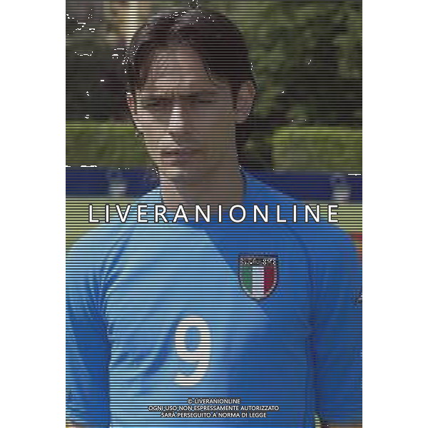 Primi Piani nazionale italiana calcio convocati Mondiali 2002 testine nella foto inzaghi filippo calciatore foto neri bagnai/ag aldo liverani