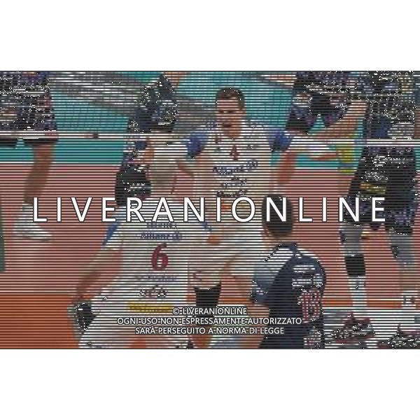 Cerquiglinio/LMedia - Playoff - Sir Safety Conad Perugia vs Allianz Milano - Volleyball Italian Serie A Men Superleague Championship 2020/2021 10 March 2021 - Pala Barton, perugia, Italy Photo showing: jan kozamernik (n. 5 middle-blocker power volley milano) exultation @Cerquiglinio/LMedia/ AGENZIA ALDO LIVERANI SAS