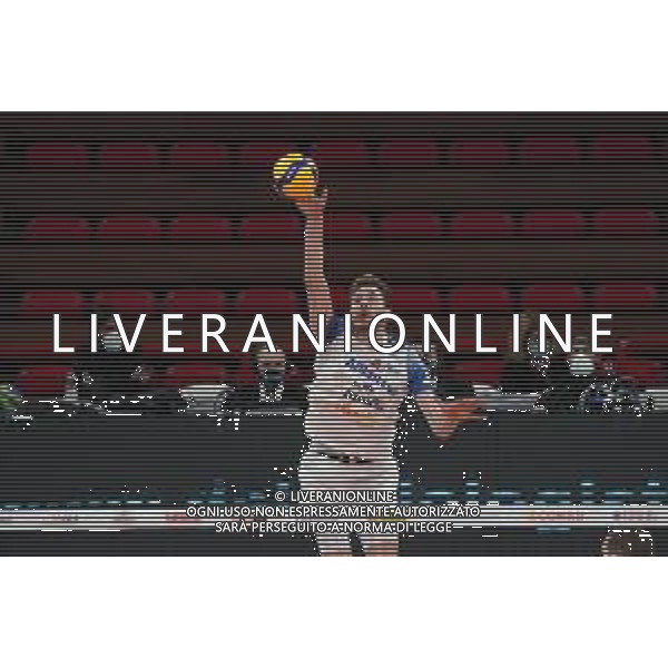Cerquiglinio/LMedia - Playoff - Sir Safety Conad Perugia vs Allianz Milano - Volleyball Italian Serie A Men Superleague Championship 2020/2021 10 March 2021 - Pala Barton, perugia, Italy Photo showing: matteo piano (n. 11 middler blocker power volley milano) serve @Cerquiglinio/LMedia/ AGENZIA ALDO LIVERANI SAS