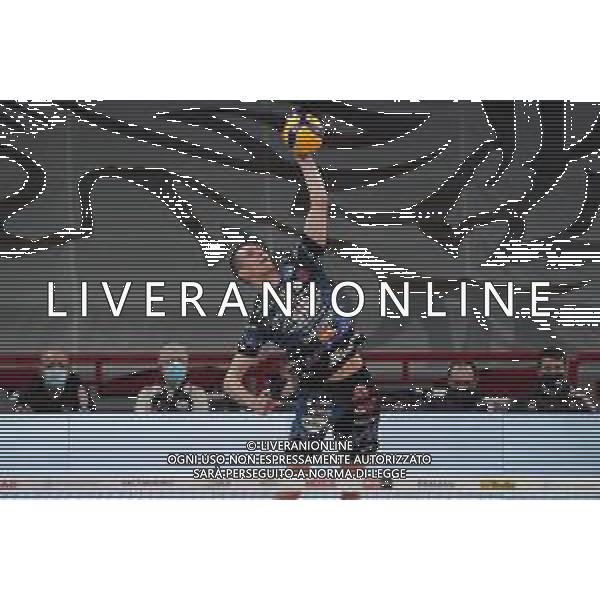 Cerquiglinio/LMedia - Playoff - Sir Safety Conad Perugia vs Allianz Milano - Volleyball Italian Serie A Men Superleague Championship 2020/2021 10 March 2021 - Pala Barton, perugia, Italy Photo showing: muzaj maciej (n.15 sir safety conad perugia) serve @Cerquiglinio/LMedia/ AGENZIA ALDO LIVERANI SAS