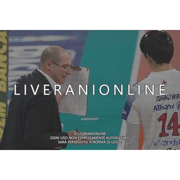 Cerquiglinio/LMedia - Playoff - Sir Safety Conad Perugia vs Allianz Milano - Volleyball Italian Serie A Men Superleague Championship 2020/2021 10 March 2021 - Pala Barton, perugia, Italy Photo showing: roberto piazza (coach power volley milano) yuki ishikawa (n.14 hitter spicker power volley milano) @Cerquiglinio/LMedia/ AGENZIA ALDO LIVERANI SAS