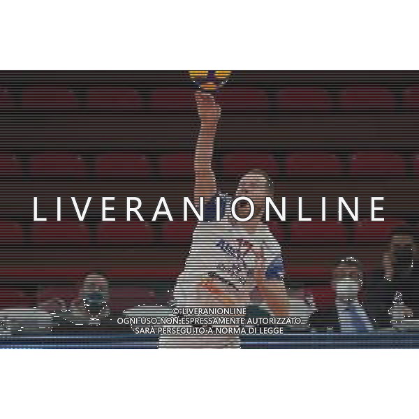 Cerquiglinio/LMedia - Playoff - Sir Safety Conad Perugia vs Allianz Milano - Volleyball Italian Serie A Men Superleague Championship 2020/2021 10 March 2021 - Pala Barton, perugia, Italy Photo showing: trevor clevenot (n.17 hitter spicker power volley milano) serve @Cerquiglinio/LMedia/ AGENZIA ALDO LIVERANI SAS