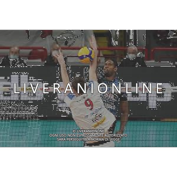Cerquiglinio/LMedia - Playoff - Sir Safety Conad Perugia vs Allianz Milano - Volleyball Italian Serie A Men Superleague Championship 2020/2021 10 March 2021 - Pala Barton, perugia, Italy Photo showing: wilfredo leon venero (n.9 hitter spiker sir safety conad perugia) attack @Cerquiglinio/LMedia/ AGENZIA ALDO LIVERANI SAS