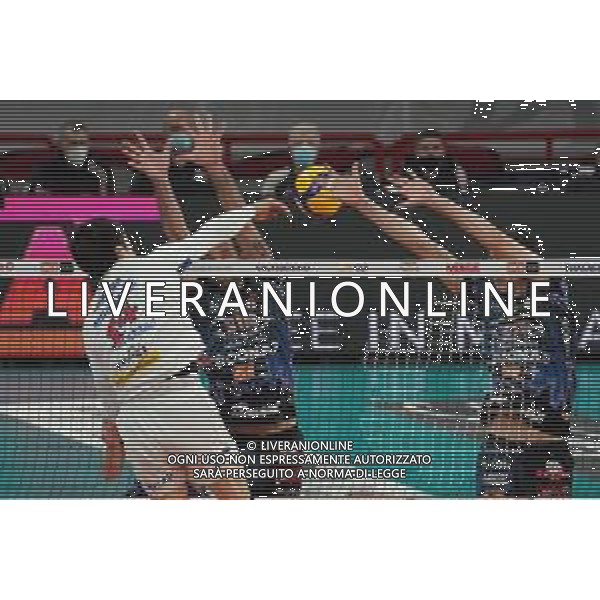 Cerquiglinio/LMedia - Playoff - Sir Safety Conad Perugia vs Allianz Milano - Volleyball Italian Serie A Men Superleague Championship 2020/2021 10 March 2021 - Pala Barton, perugia, Italy Photo showing: yuki ishikawa (n.14 hitter spicker power volley milano) attack @Cerquiglinio/LMedia/ AGENZIA ALDO LIVERANI SAS