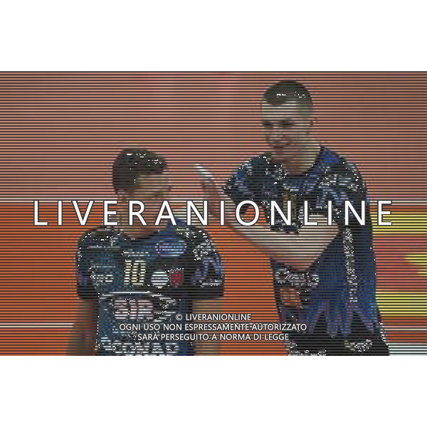 Cerquiglinio/LMedia - Playoff - Sir Safety Conad Perugia vs Allianz Milano - Volleyball Italian Serie A Men Superleague Championship 2020/2021 10 March 2021 - Pala Barton, perugia, Italy Photo showing: zimmermann jan (n.10 setter sir safety conad perugia) muzaj maciej (n.15 sir safety conad perugia) @Cerquiglinio/LMedia/ AGENZIA ALDO LIVERANI SAS