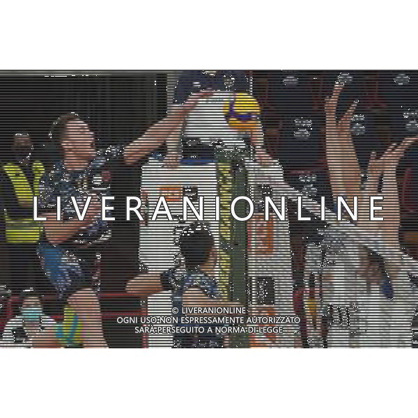 Cerquiglinio/LMedia - Playoff - Sir Safety Conad Perugia vs Allianz Milano - Volleyball Italian Serie A Men Superleague Championship 2020/2021 10 March 2021 - Pala Barton, perugia, Italy Photo showing: oleh plotnytskyi (n.17 bitter sticker sir safety conad perugia) attack @Cerquiglinio/LMedia/ AGENZIA ALDO LIVERANI SAS