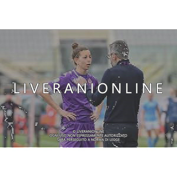 Guglielmii/LMedia - ACF Fiorentina Femminile vs Mancherster City FC - UEFA Champions League Women football match 2020/2021 11 March 2021 - Artemio Franchi stadium, florence, Italy Photo showing: Antonio Cincotta (Head Coach Fiorentina Femminile) reassures Greta Adami (Fiorentina Femminile) @Guglielmii/LMedia/AGENZIA ALDO LIVERANI SAS