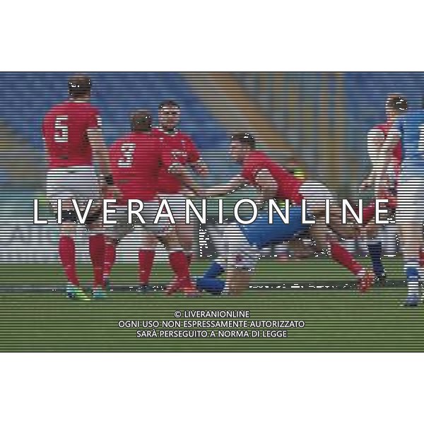 Marianiu/LMedia - 2021 Guinness Six Nations Rugby - Italy vs Wales - Rugby Six Nations match 13 March 2021 - Stadio Olimpico, rome, Italy Photo showing: Dan Biggar (Wales) @Marianiu/LMedia AG ALDO LIVERANI SAS